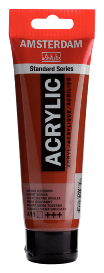 Tube 120 ml de peinture acrylique Royal Talens - Amsterdam - Terre Sienne Brûlée
