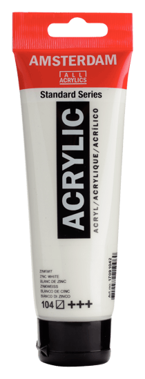 Tube 120 ml de peinture acrylique Royal Talens - Amsterdam - Blanc De Zinc