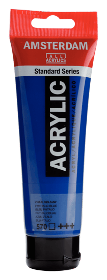 Tube 120 ml de peinture acrylique Royal Talens - Amsterdam - Bleu Phtalo