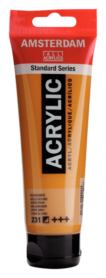 Tube 120 ml de peinture acrylique Royal Talens - Amsterdam - Ocre D'Or