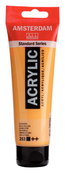 Tube 120 ml de peinture acrylique Royal Talens - Amsterdam - Jaune D'Or