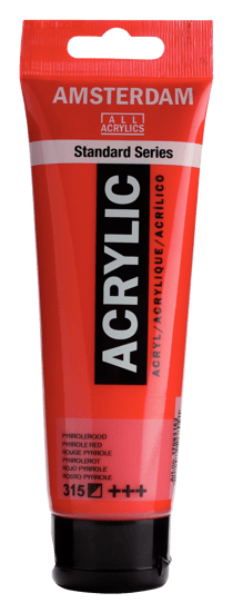 Tube 120 ml de peinture acrylique Royal Talens - Amsterdam - Rouge Pyrrole