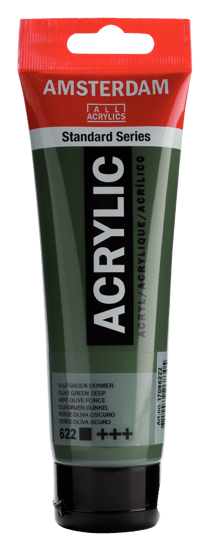 Tube 120 ml de peinture acrylique Royal Talens - Amsterdam - Vert Olive Foncé