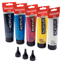 Lot de 5 tubes 120 ml de peinture acrylique Asmterdam Standard Series - Couleurs assorties