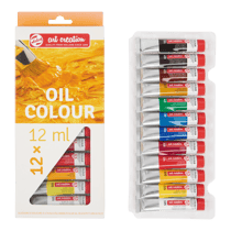 Lot de 12 tubes 12 ml de peinture Royal Talens Cobra study couleurs à l'huile - Couleurs assorties -