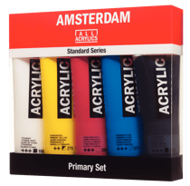 Lot de 5 tubes de 120 ml de peinture Amsterdam Standard séries acrylique - Couleurs primaires - Étude et fine
