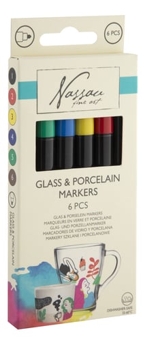 Lot de 6 marqueurs pour verre et porcelaine pointe moyenne - Gonge - Nassau
