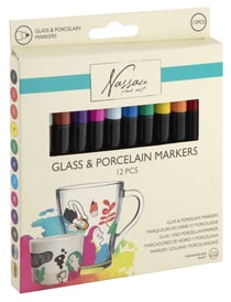 Lot de 12 marqueurs pour verre et porcelaine pointe moyenne - Gonge - Nassau