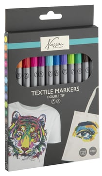 Lot de 12 feutres pour textile à double pointe - Gonge - Nassau