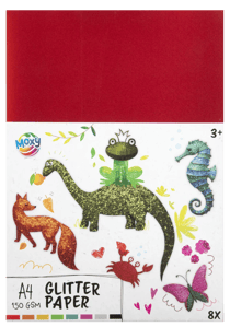 Bloc papier pailleté Moxy - 8 feuilles - Couleurs assorties - A4 - 150 g/m²
