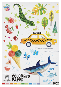 Bloc papier Moxy - 100 feuilles - Couleurs assorties - A4 - 80 g/m²
