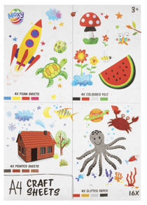 Bloc papier créatif Moxy - 16 feuilles - Couleurs assorties - A4