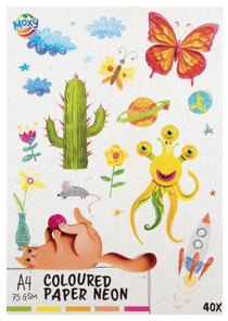 Bloc papier Moxy - 40 feuilles - Couleurs fluos - A4 - 75 g/m²