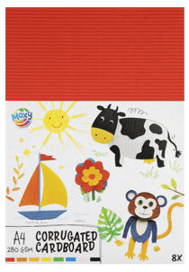 Bloc carton ondulé Moxy - 8 feuilles - Couleurs assorties - A4 - 280 g/m²