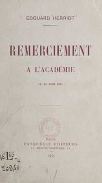 Remerciement à l'Académie - Le 26 juin 1947