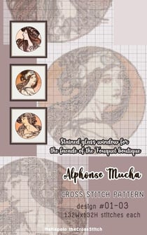 Alphonse Mucha | Cross Stitch Pattern - Stained glass window for the facade of the Fouquet boutique