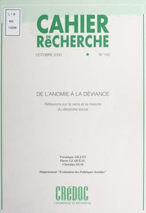 De l'anomie à la déviance - Réflexions sur le sens et la mesure du désordre social