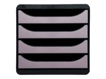 Bloc de rangement 4 tiroirs - noir/argent