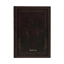 Agenda scolaire semainier 2022/2023 - Reliure à l'ancienne - 13 x 18 cm - Paperblanks - Noir Marocain uni