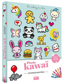 Coloriages Pixel kawaii - pochette 6 feutres pailletés