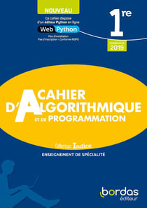 Indice maths : 1re - cahier d'algorithmique et de programmation (édition 2022)