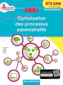 Bloc 1 : optimisation des processus administratifs - 1re et 2e années BTS sam - pochette élève (édition 2018)