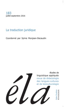 Études de linguistique appliquée - N°3/2016 : La traduction juridique