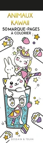 Animaux Kawaii Dessain et Tolra - 50 marque-pages à colorier