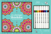 Coffret coloriages : Mandalas : Un carnet à colorier avec des feuilles détachables et 8 feutres