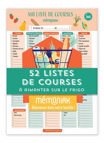 52 listes de courses Mémoniak - bloc aimanté à compléter