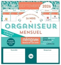 Organiseur calendrier mensuel aimanté - Ambiance florale - Septembre 2025 à Décembre 2026