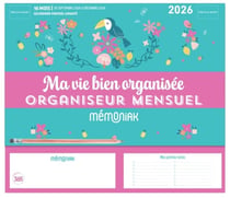 Mini-organiseur Mémoniak Ma vie bien organisée, calendrier mensuel sept. 2025- déc. 2026