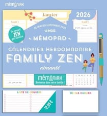 Mémopad : Calendrier hebdomadaire aimanté Family Zen (édition 2026)