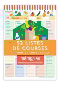52 listes de courses Mémoniak - bloc aimanté à compléter