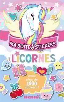 Boîte à stickers licornes