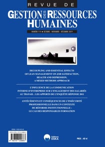Revue Gestion des ressources humaines : L'INFLUENCE DE LA COMMUNICATION INTERNE D'ENTREPRISE SUR L'ENGAGEMENT DES SALARI : GESTION DES RESSOURCES HUMAINES 114-OCT-NOV-DEC 2019