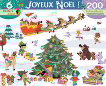 Lot de 200 autocollants + 6 posters Piccolia - Joyeux Noël !
