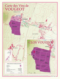 Carte des vins de Vougeot et Clos Vougeot