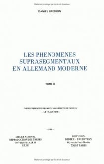 Les Phénomènes suprasegmentaux en allemand moderne