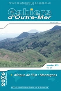 Les cahiers d'outre-mer, Tome 235 - Afrique de l'est : montagnes