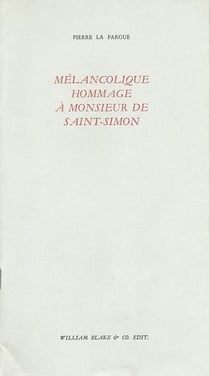 Mélancolique hommage à Monsieur de Saint-Simon
