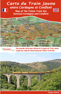 Carte du Train Jaune entre Cerdagne et Conflent [Document cartographique] : une grande carte pour découvrir la ligne du Train Jaune