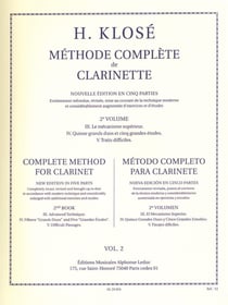 Hyacinthe-eleonore klose : methode complete de clarinette volume 2 - parties 3 a 5