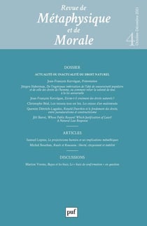 Revue de métaphysique et de morale n.4 : actualité ou inactualité du droit naturel (édition 2021)