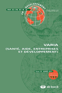 Mondes en développement n.153 : santé, aide, entreprises et développement