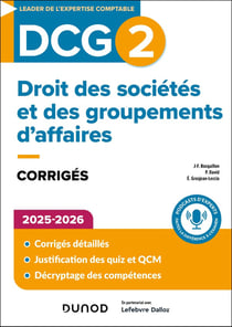 DCG 2 : Droit des sociétés et des groupements d'affaires - Corrigés (édition 2025/2026)