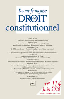 Revue française de droit constitutionnel n.114 (édition 2018)
