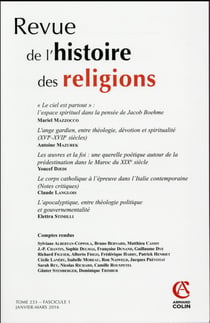 Revue de l'histoire des religions - Tome 233 (1/2016) Varia