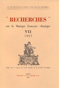 Recherches sur la musique française classique. Volume (07) VII.