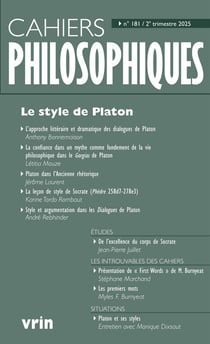 Cahiers philosophiques n.181 : Le style de Platon